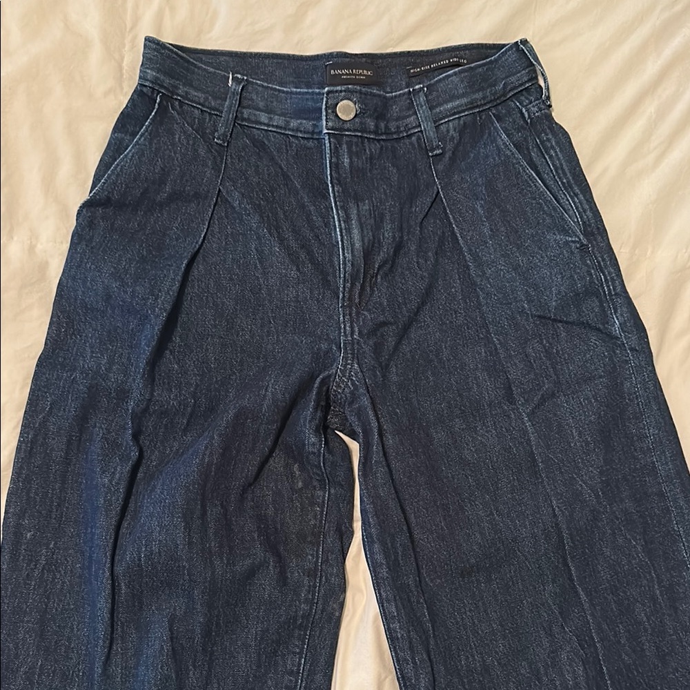 Dark Blue Wide-Leg Jeans
